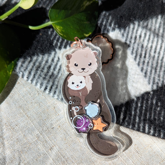 Otter Acrylic Shaker Charm Keychain